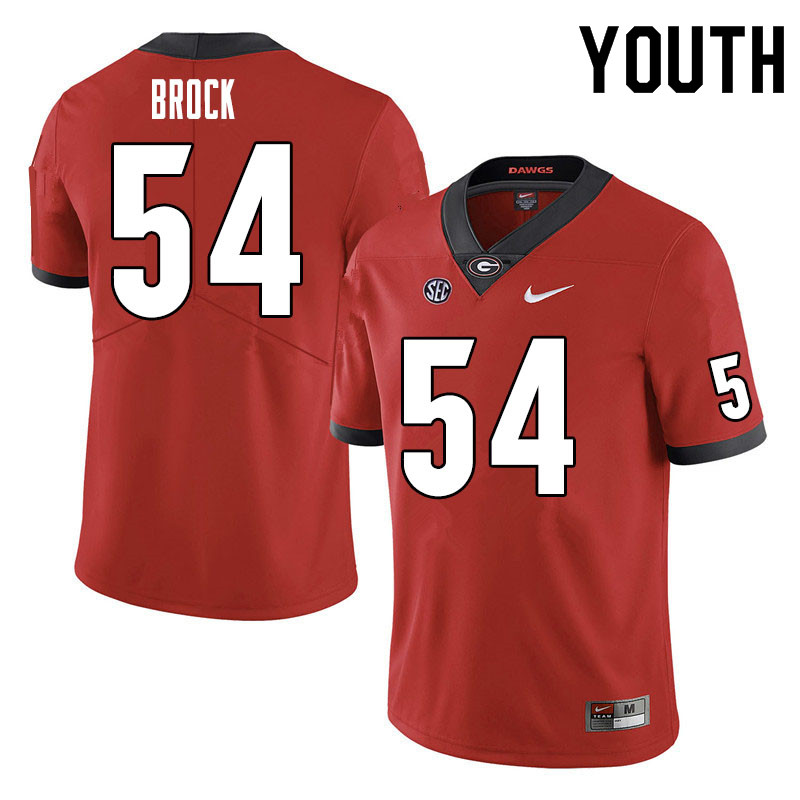 Georgia Bulldogs Youth Cade Brock #54 Red Stitched College UGA Football Jersey 23UP013BS